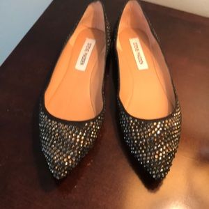 Sparkly flat black studded Steve Madden flats